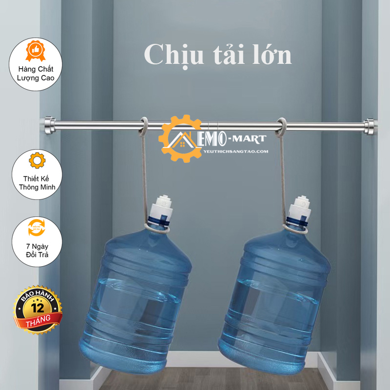 Thanh treo inox cao cấp không cần khoan tường, siêu chắc chắn, khả năng chịu tải cao - Chân tròn inox