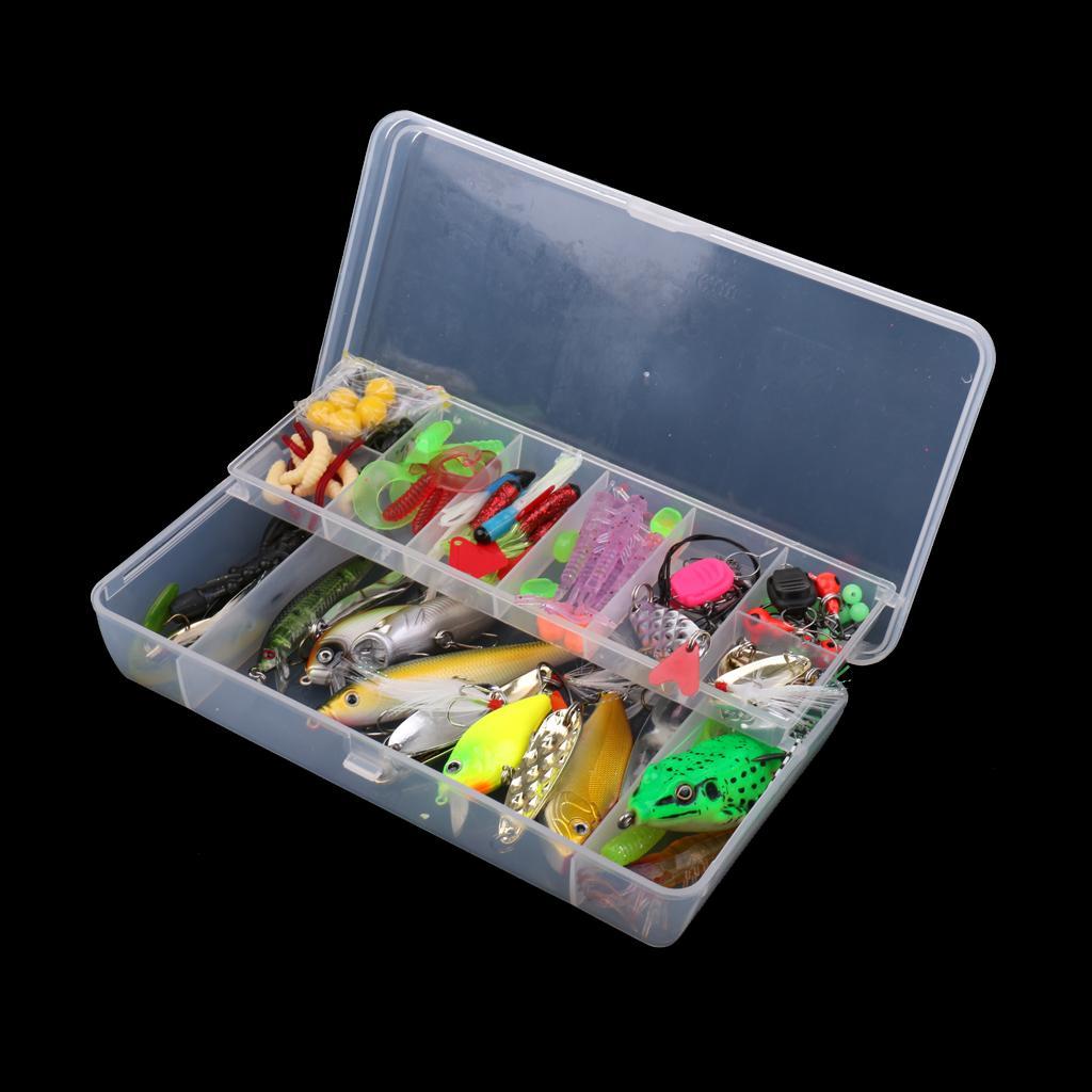 106Pcs/lot Fishing Lure Kit Soft&Hard Lures Spoon Baits Fishing Accessories