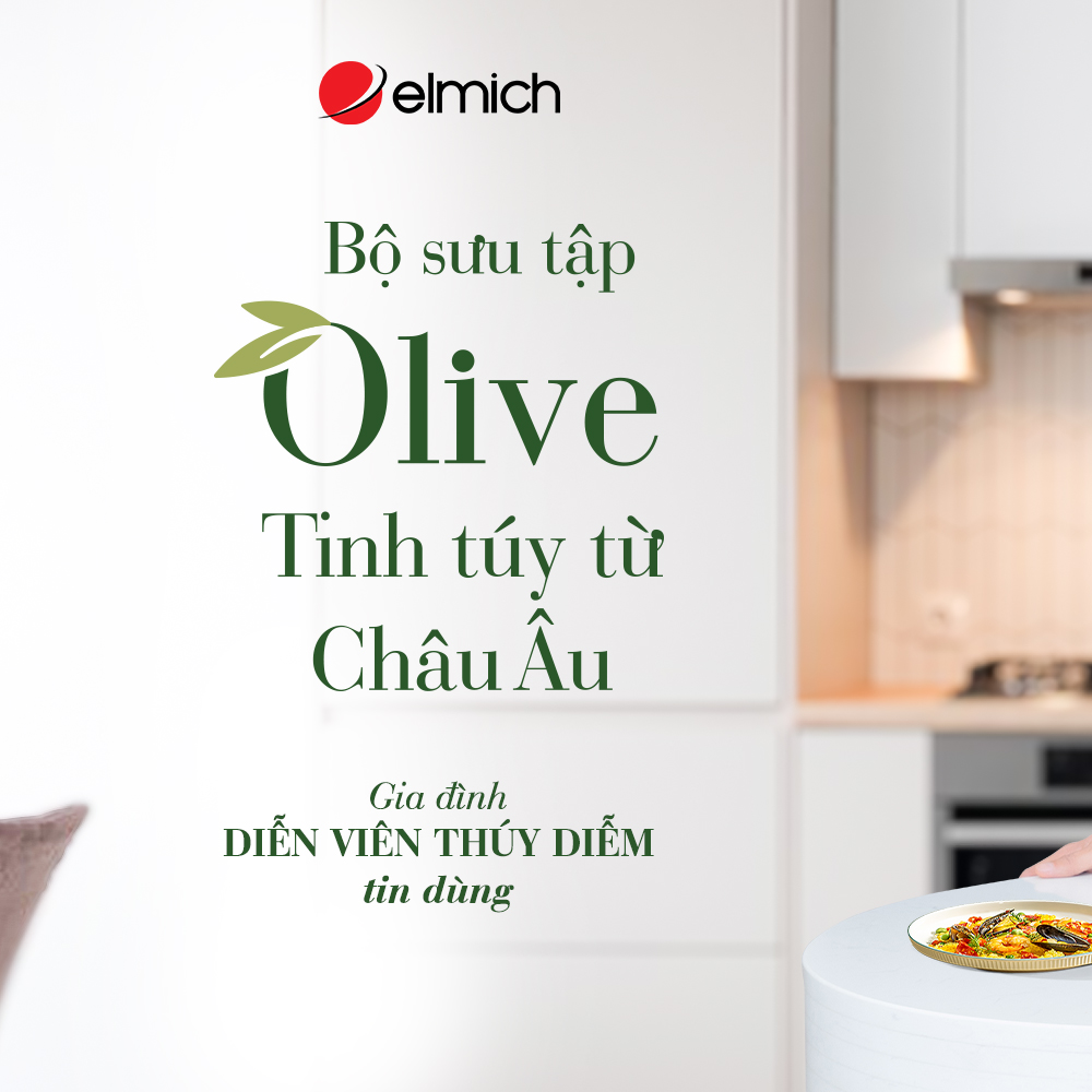 Chảo phủ sứ cao cấp Elmich Olive EL-5965OV nhiều size, Hàng chính hãng, dùng được mọi bếp - JoyMall