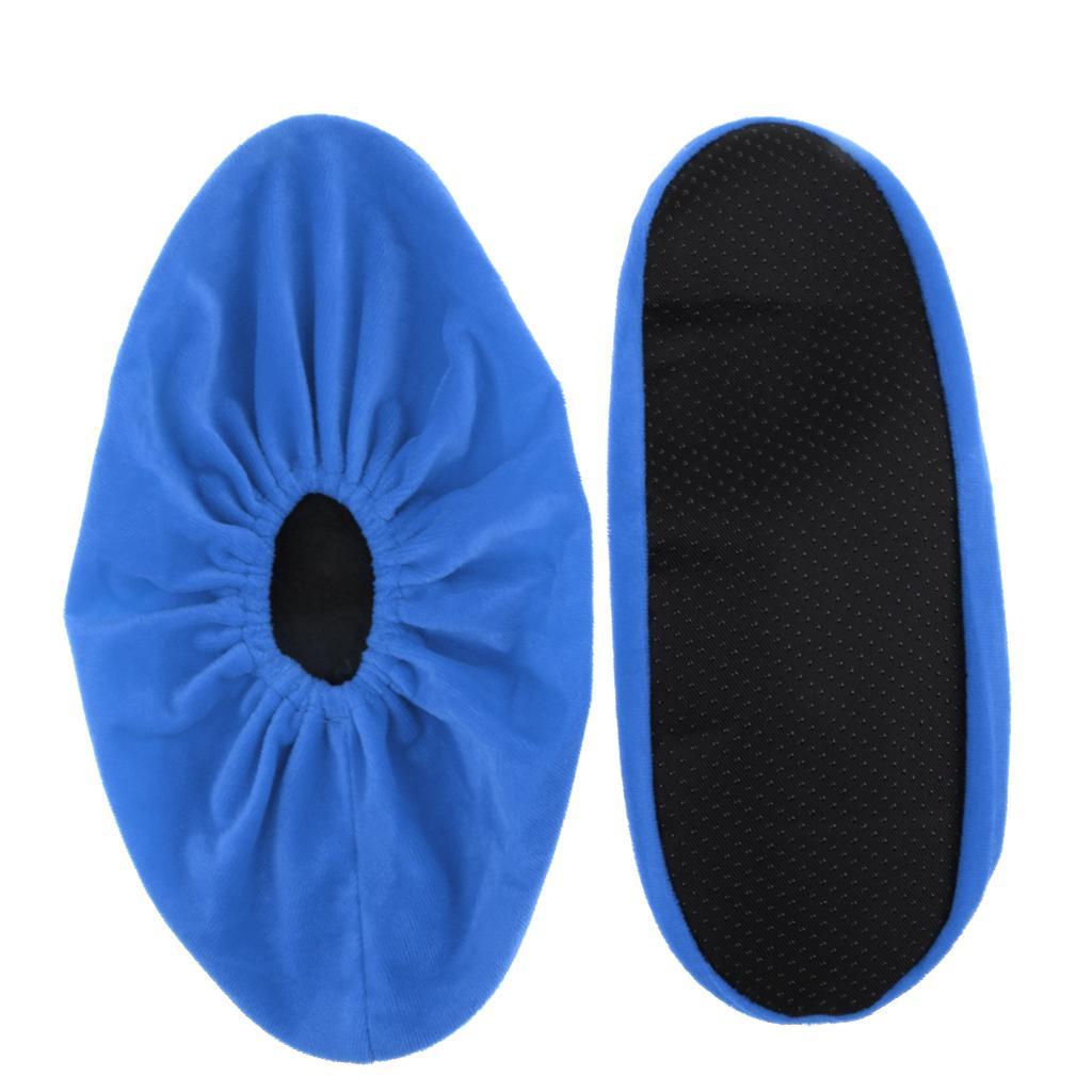 2x Velvet Shoe Covers Anti-Slip Household Overshoes with Sole for Age 3-12 Kids