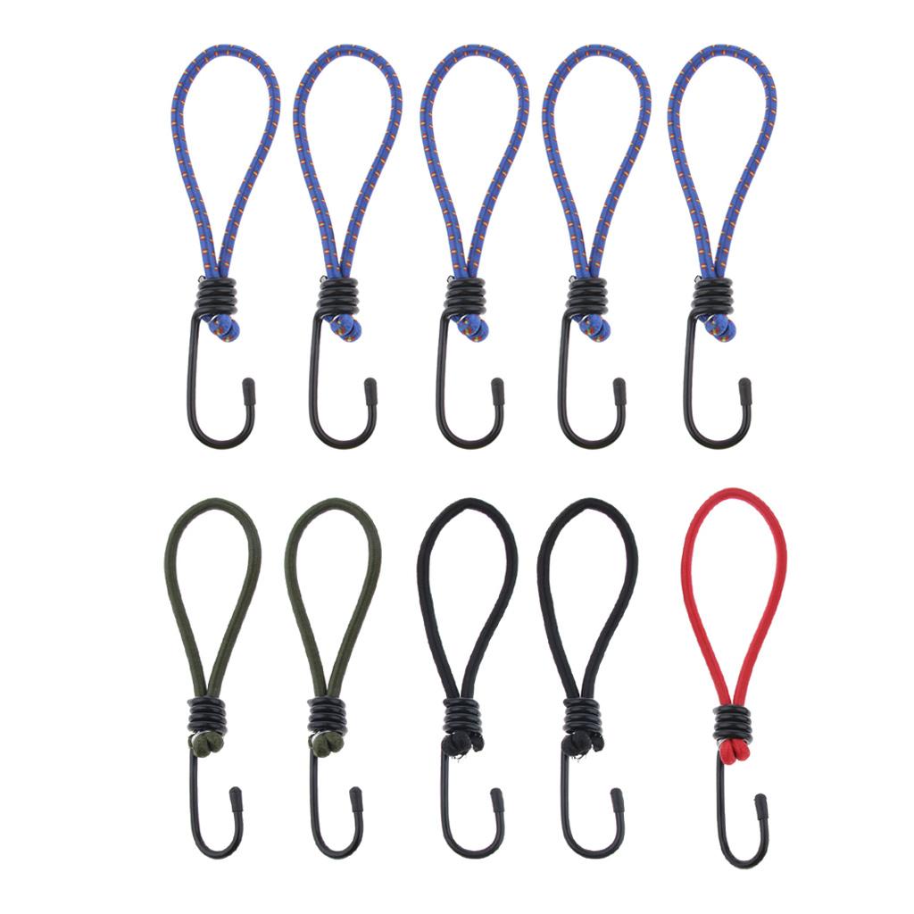10 Chiếc Bungee Móc Đính Nơ-Bạt Phủ Thun Co Giãn Dây Dây Có Móc Treo