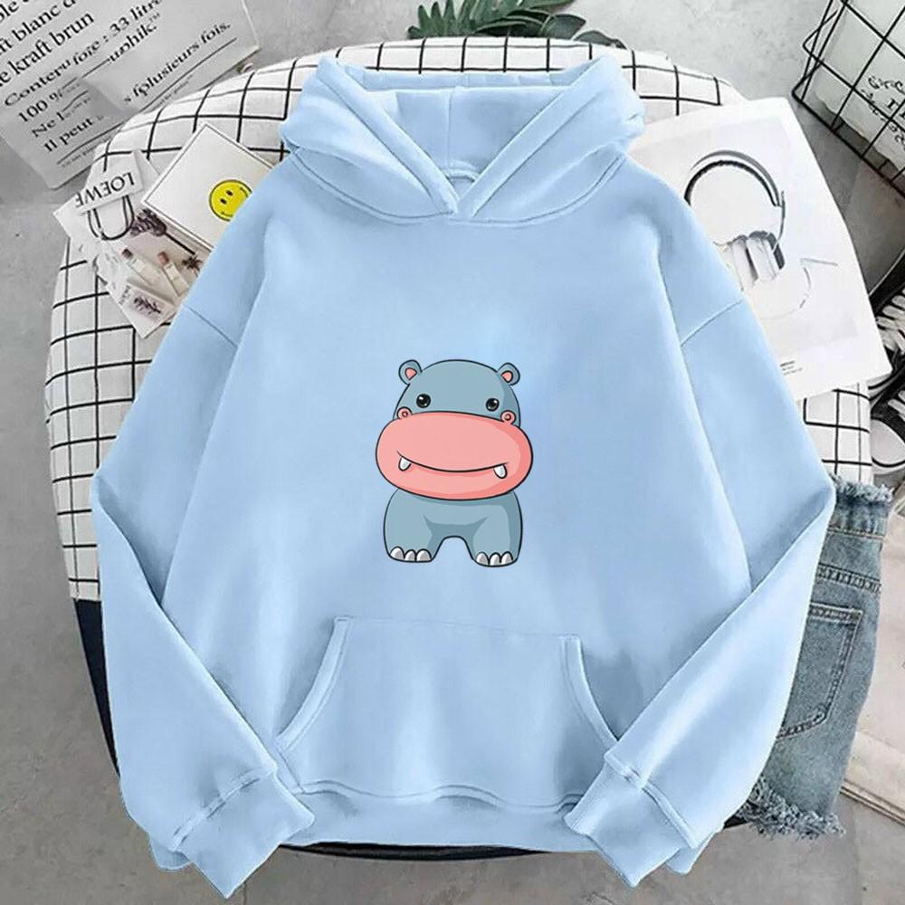 Áo hoodie nam nữ in hình Hà Mã dễ thương, chất nỉ dày dặn, nón 2 lớp, thích hợp làm áo cặp William - DS132