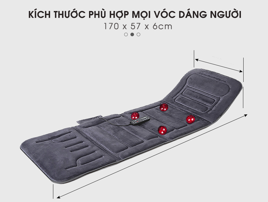 Nệm Massage Toàn Thân nhiệt và hồng ngoại OKACHI JP-M799 (màu xám)