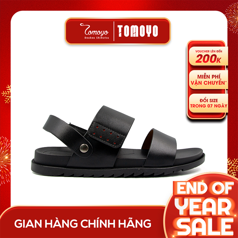 Sandal Tomoyo Da Bò Thật Đế Rãnh Chống Trượt TMS302