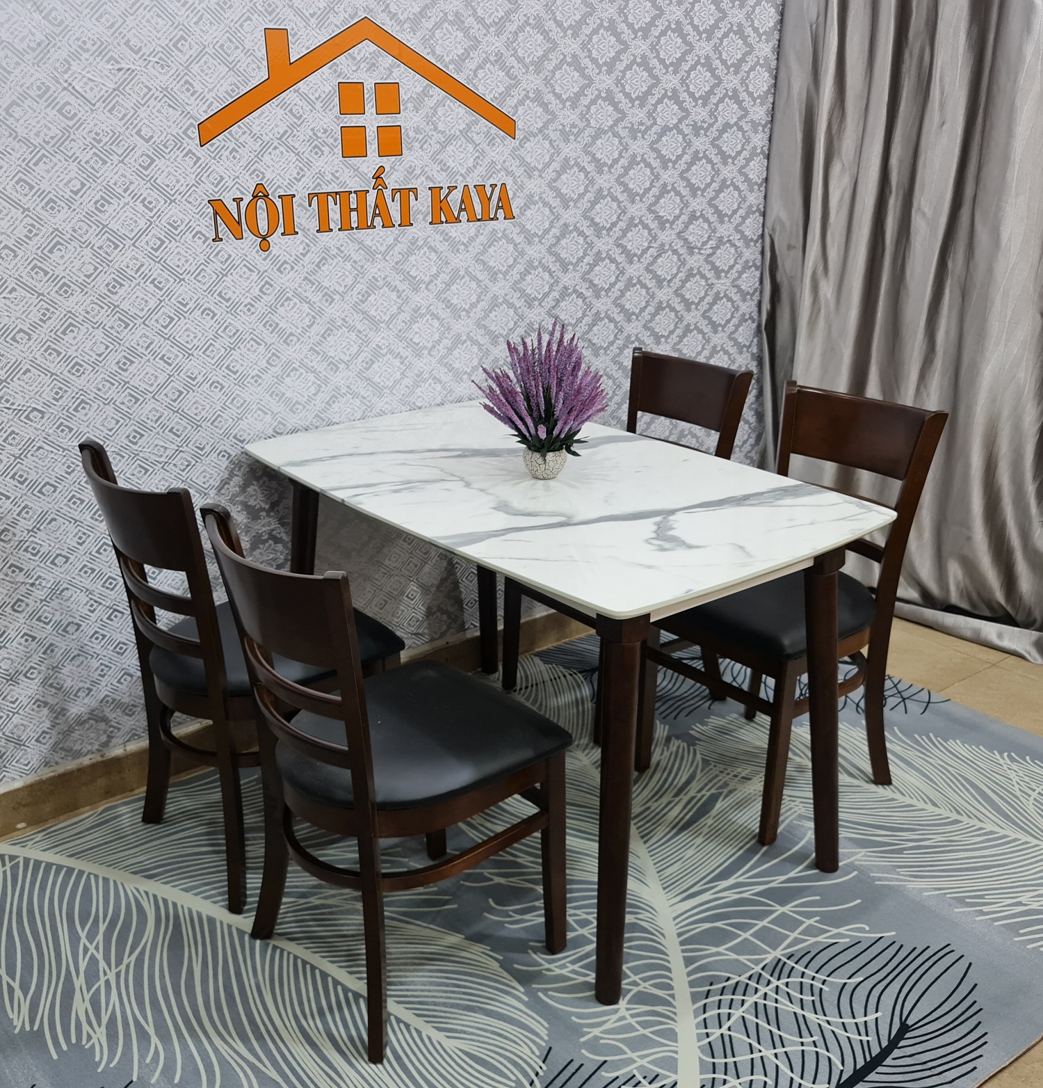bàn ăn cabin giả đá 4 ghế
