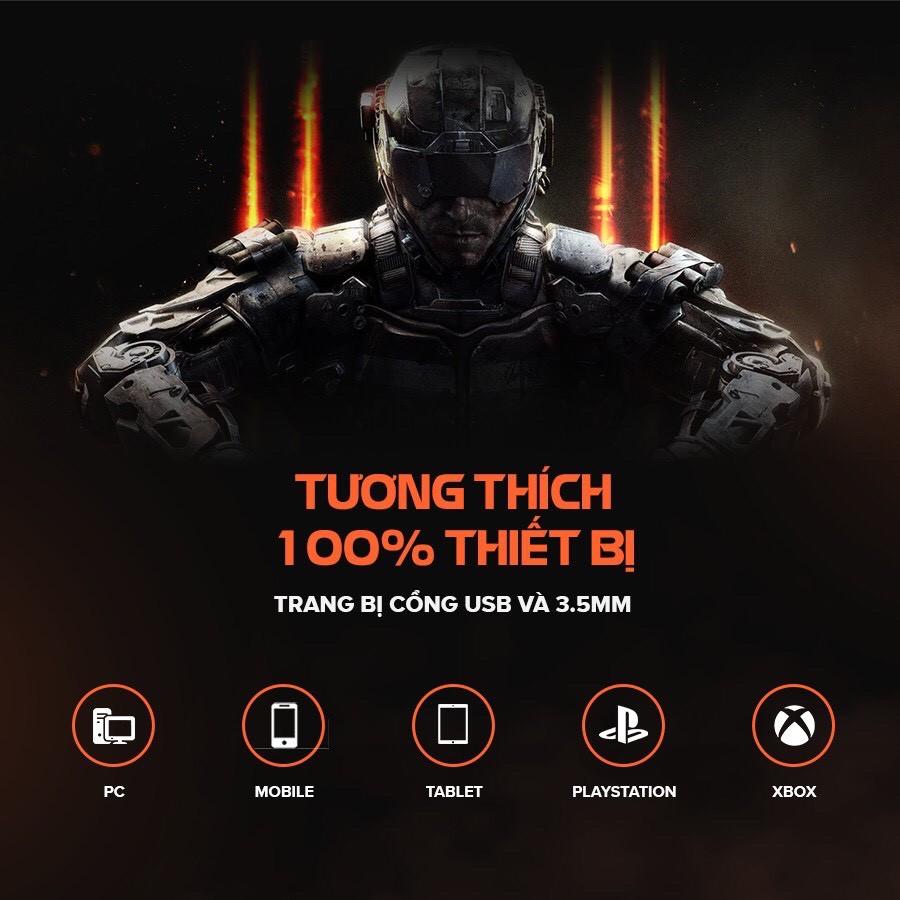 Tai Nghe Gaming Havit H2232D - Micro Lọc Âm Cùng Đèn LED RGB - Tương Thích Với PC/ PS4/ XBOX/ Điện Thoại/ Máy Tính Bảng - Hàng Chính Hãng