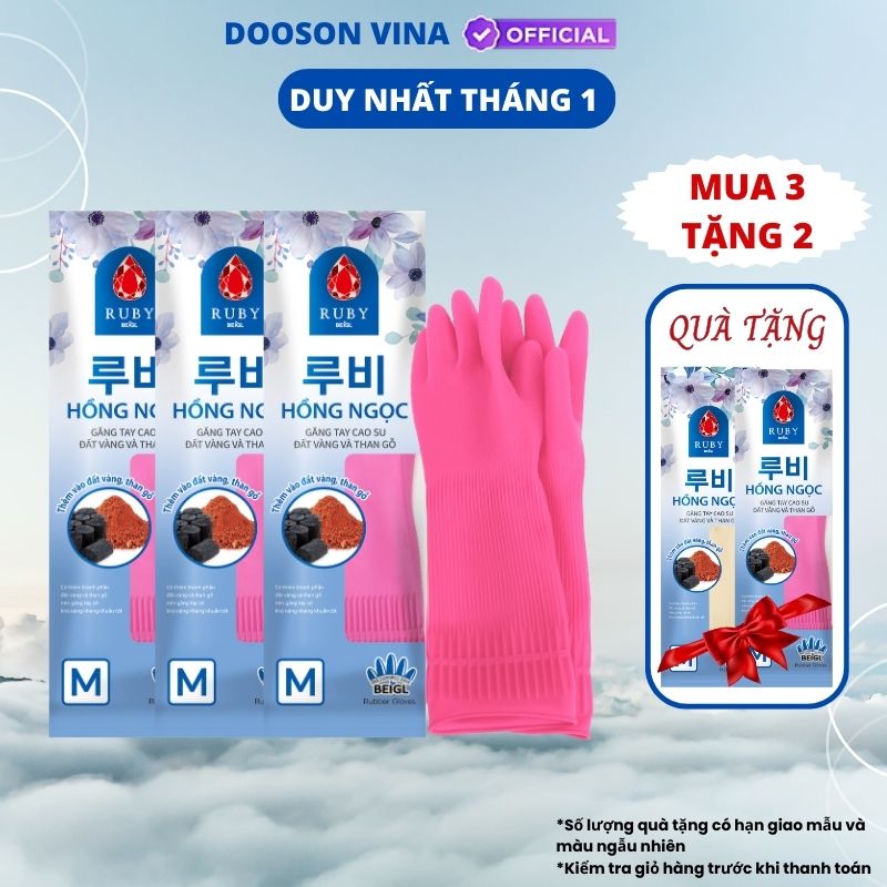 Mua 3 Tặng 2 - Đôi Găng Tay Cao Su Đất Vàng Và Than Gỗ Ruby M