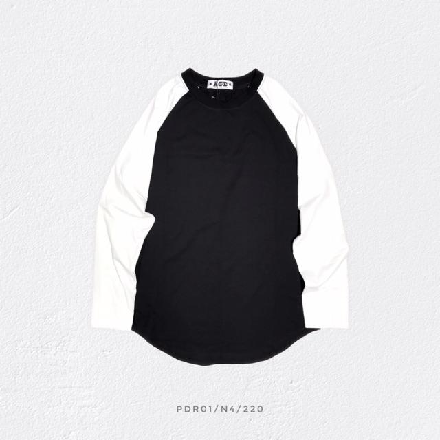 Áo phông dài tay raglan thân đen tay trắng mã PDR01
