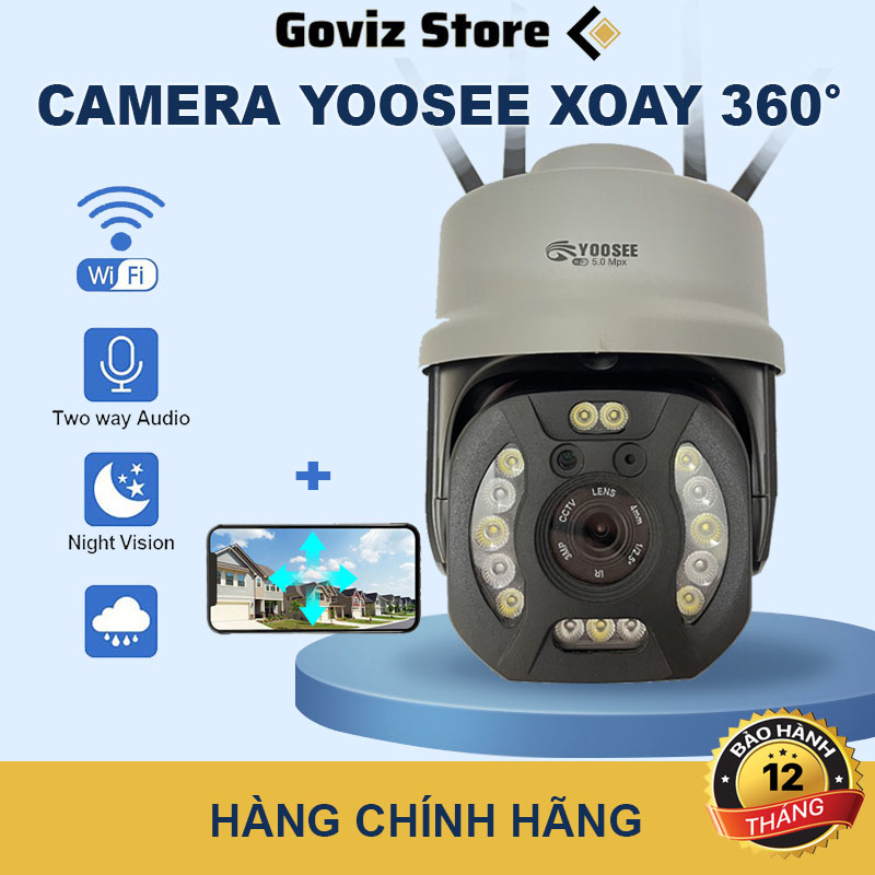 Camera wifi Yoosee 4 Râu 17 Led FULL HD 5.0Mpx, Xoay 360°, Đàm Thoại Hai Chiều, Báo Động Chống Trộm, Chuyên Dụng Ngoài Trời - Hàng Nhập Khẩu