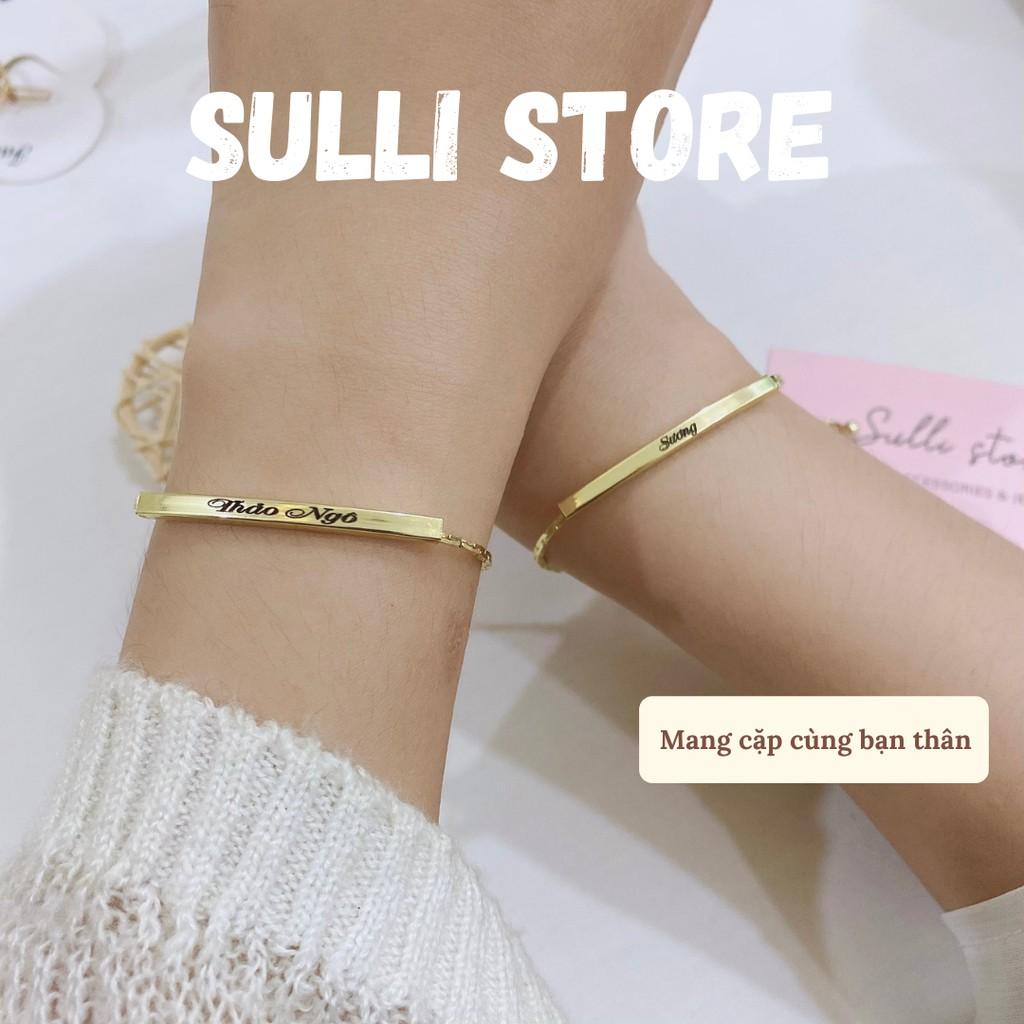 Vòng tay lắc tay nữ Gold bar dây rút khắc tên theo yêu cầu freesize Sulli store