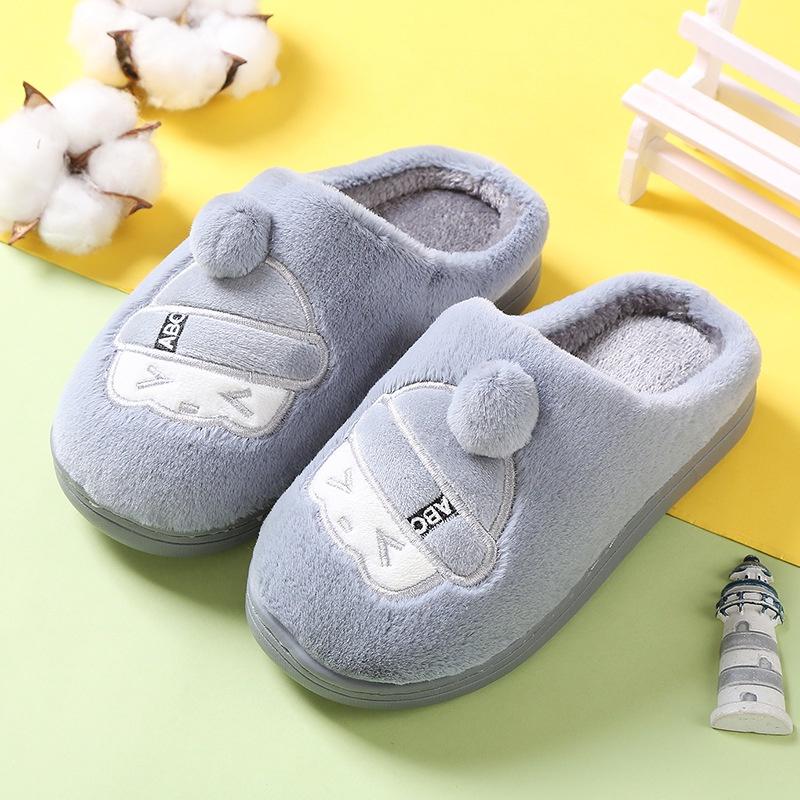 Dép bông giữ ấm chân mùa đông bé trai bé gái dép lê đi trong nhà đế mềm họa tiết dễ thương cho bé