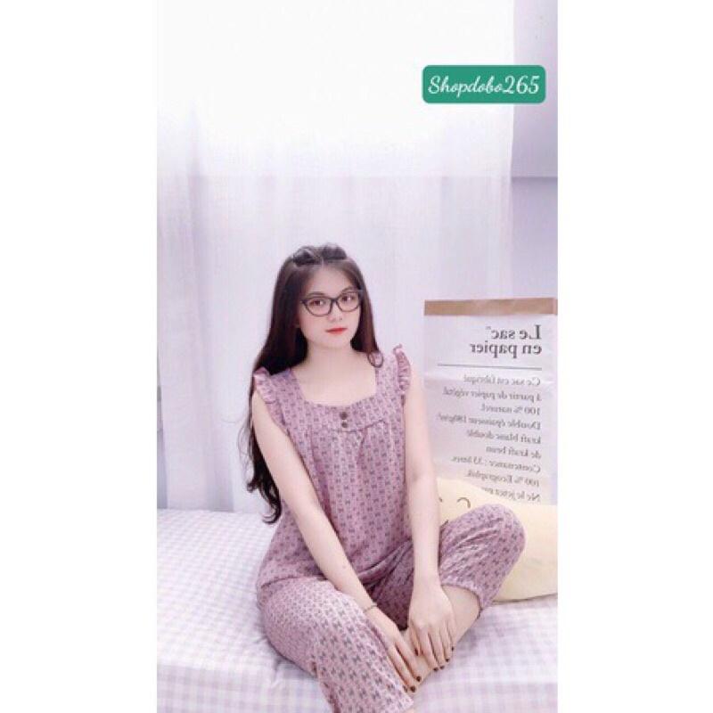 Đồ bộ nữ,đồ ngủ mặc nhà lửng 9 tấc vải lụa mango BL 35 họa tiết hoa nhí dễ thương size 47-60kg.