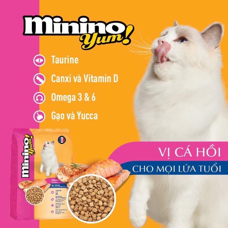 Thức ăn cho mèo Minino Yum vị cá hồi 1,5kg