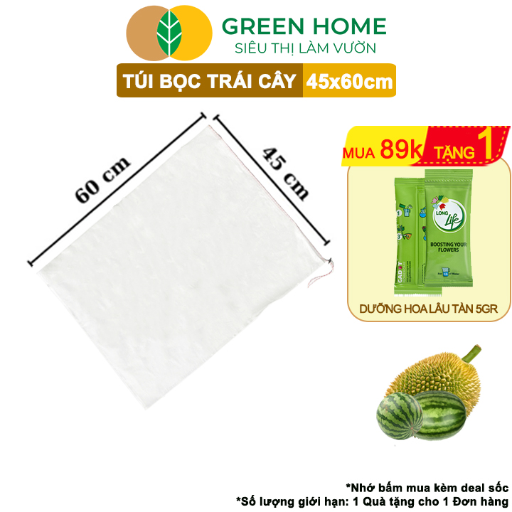 10 Túi Bọc Mít GreenHome, 45x60cm, Có Nút Cài, Độ Bền 3-5 Năm, Nhiều Kích thước