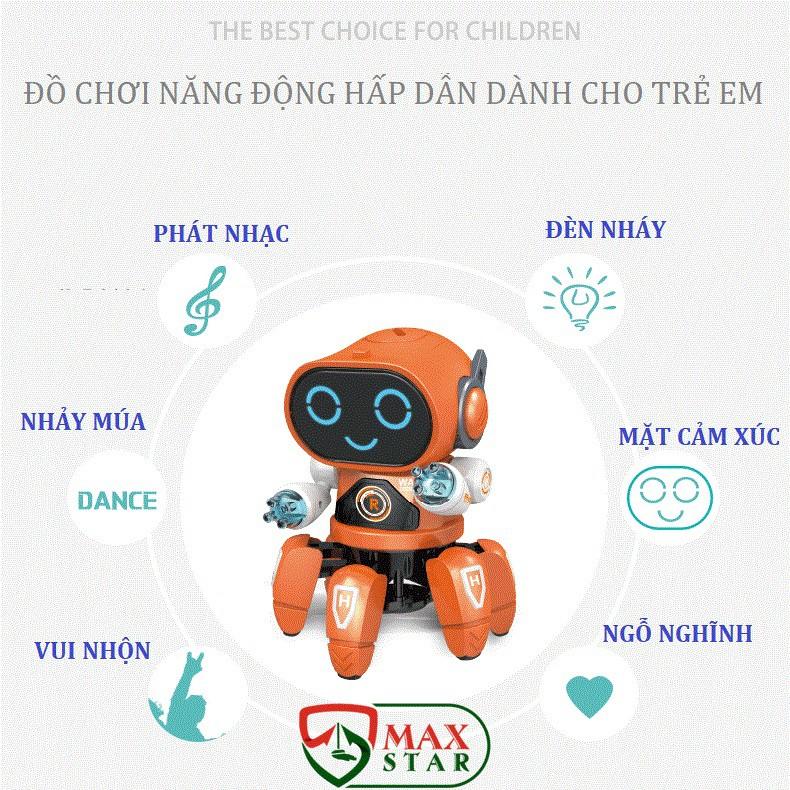 Robot đồ chơi thông minh phát nhạc nhảy múa gắn đèn led nhấp nháy vui nhộn trẻ em Đồ chơi robot