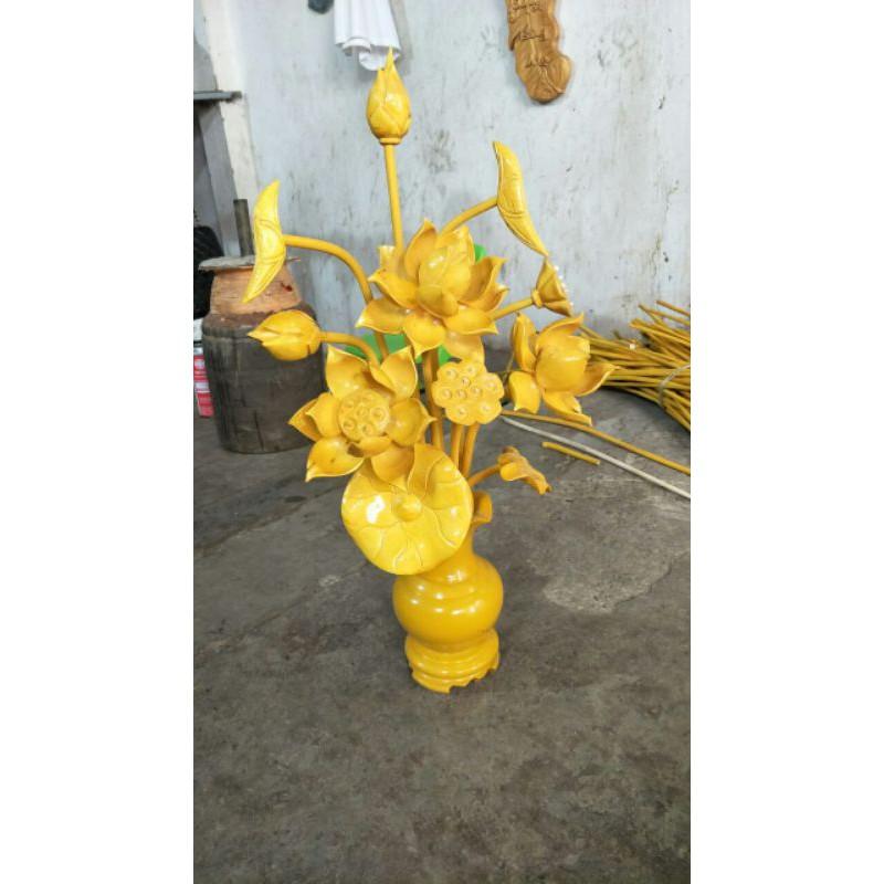 Hoa sen gỗ mini dùng cho bàn thờ chung cư