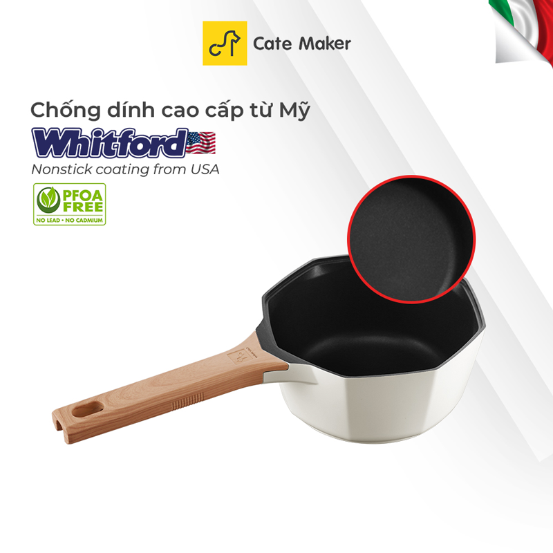 Nồi cán dài/ quánh Cate-Maker INFINITE SERIES GYL-BJ18NB, size 18cm, thiết kế thông minh, dùng cho mọi loại bếp