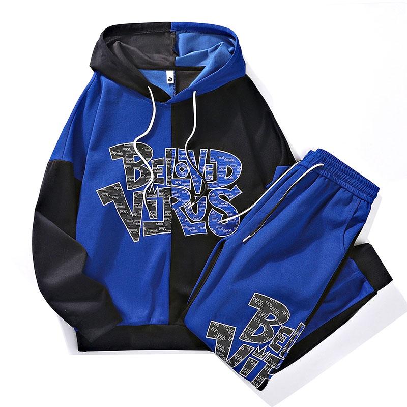 Set Bộ Nỉ Nam Áo Hoodies Phối Hai Màu Kết Hợp Quần Bo Gấu Họa Tiết Chữ Beloved Virus Thời Trang Zenkonu QA NAM 129