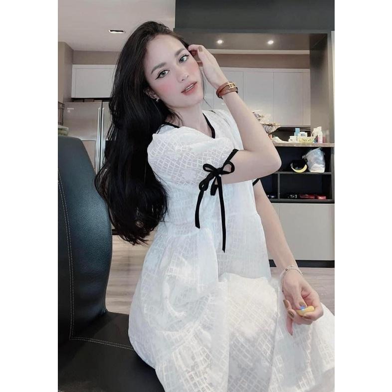 Váy bầu suông bauxinh - Váy bầu thời trang thiết kế chất lụa hàn freesize từ 45 đến 70kg