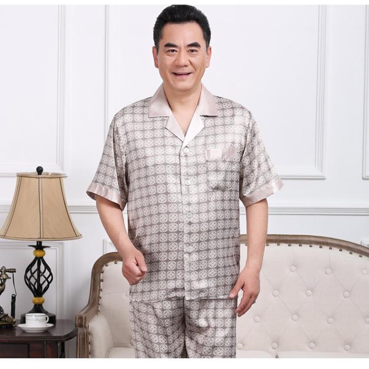 Bộ pyzama ngắn tay mặc nhà nam trung niên_hàng sẵn có