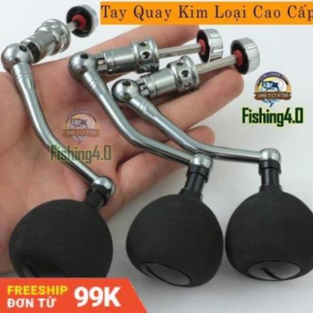 Tay Quay Máy Câu Cá Kim Loại Cao Cấp - Chân Lục giác - Núm tròn - tiện CNC sắc nét