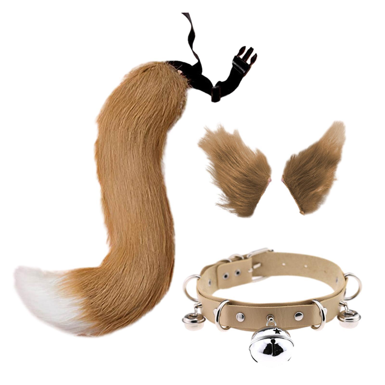 3Pcs Animals Ears and Long Tail Set Cute Cat Ear and Tail Halloween Costume