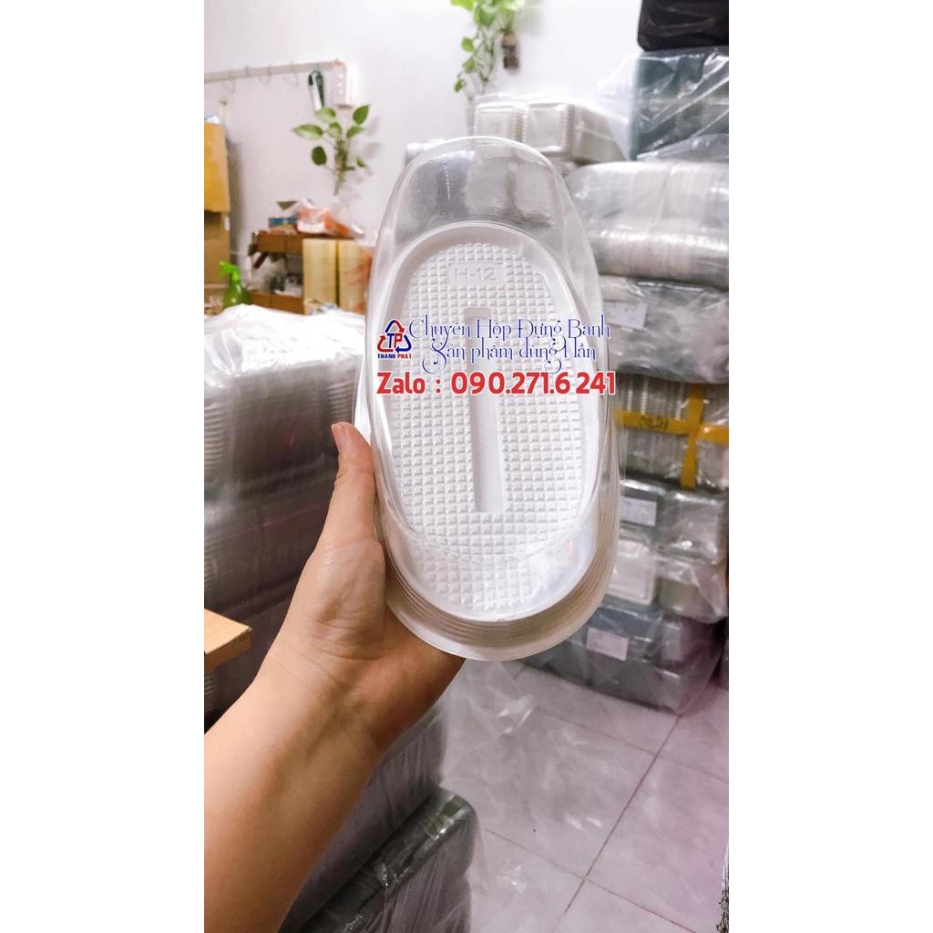 50 Hộp oval đế trắng H12 đựng bánh mì hoa cúc - Hộp oval đựng bánh gato flan