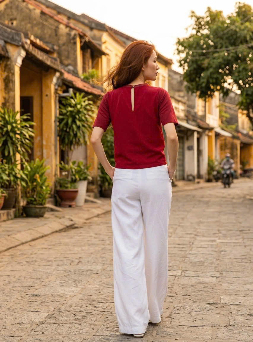 Áo Tshirt Phối Voan  Đỏ Top071 Thời trang thiết kế Hity