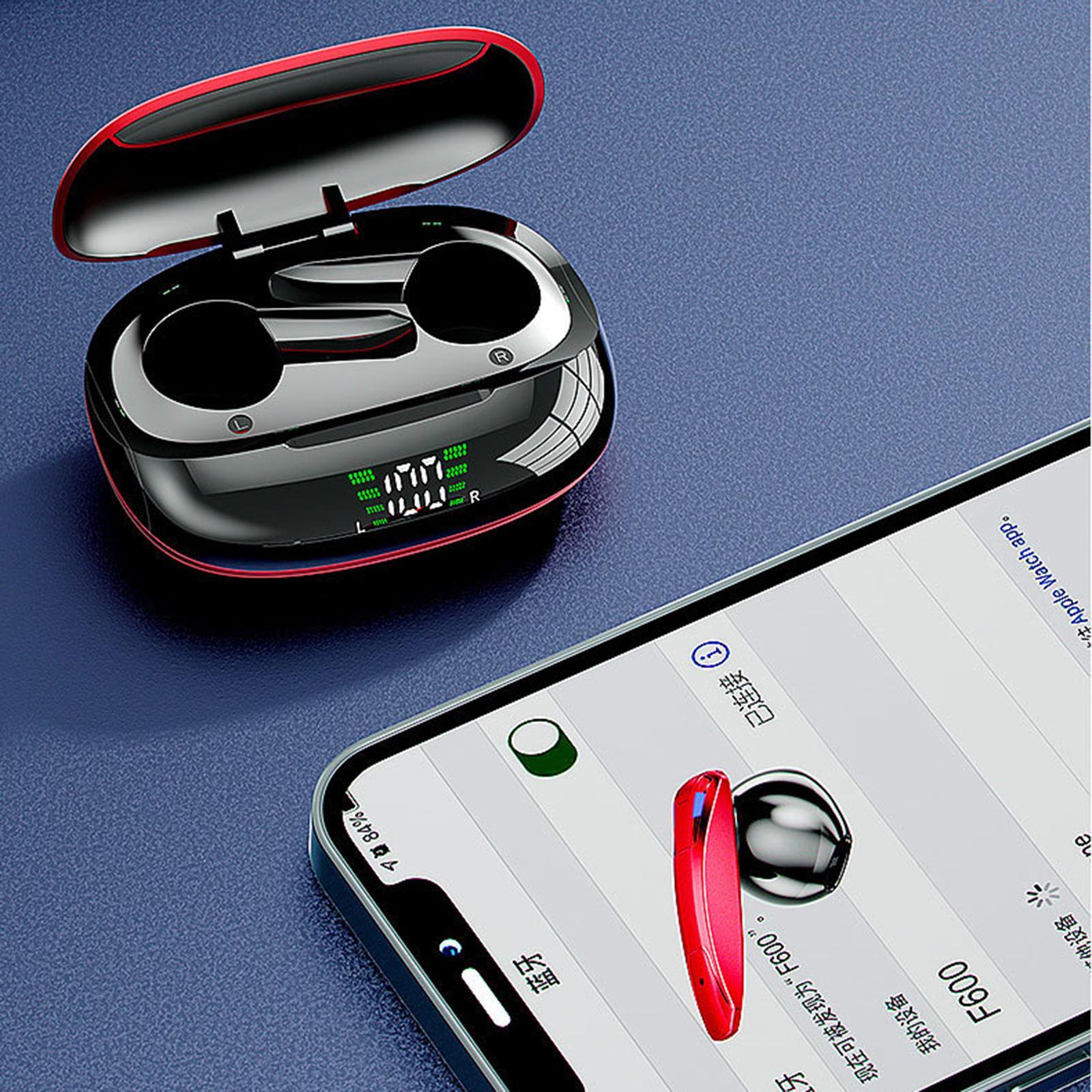 Wireless Earbuds LED Display Headphones for Gaming Running Low Latency White