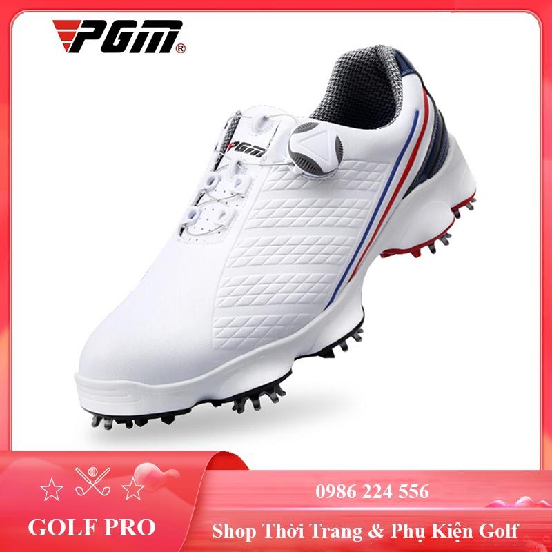 Giày golf nam núm vặn thể thao êm chân màu trắng đế đinh chống trơn trượt GG001
