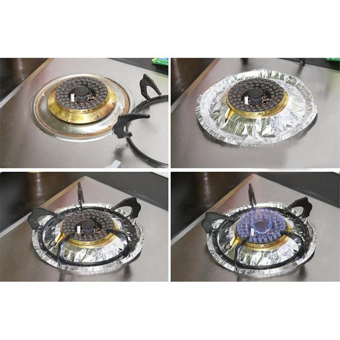 Bộ 10 Miếng Lót Nhôm Tròn / Vuông - Bếp Gas Vệ Sinh Nhanh Chóng Smart Home