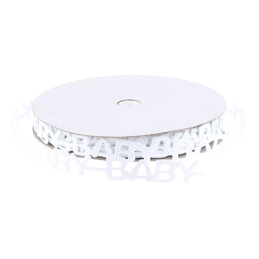 20 Yards BABY Letter Satin Ribbon for Kids Birthday Party Decoration White