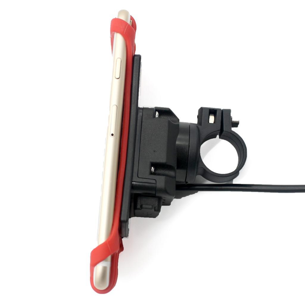 Motorcycle Handlebar Phone Mount Holder USB Charger for