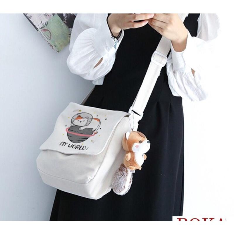 TÚI TOTE ĐEO CHÉO UNISEX NAM NỮ - VẢI DỆT CANVAS  - PHONG CÁCH ULZZANG