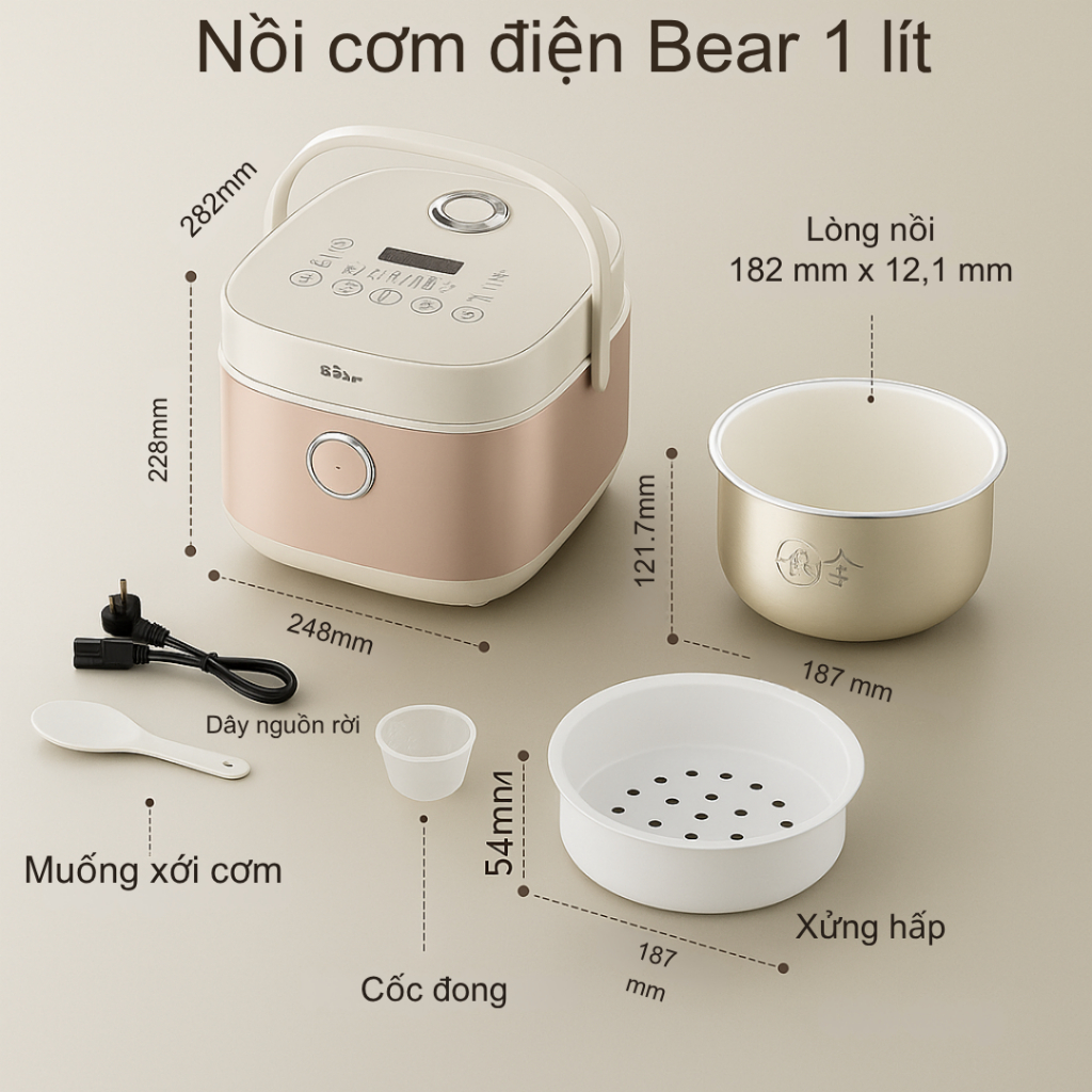 Nồi cơm điện 1L Bear DFB-H30A3 (RC-4H30S) Hàng Chính Hãng