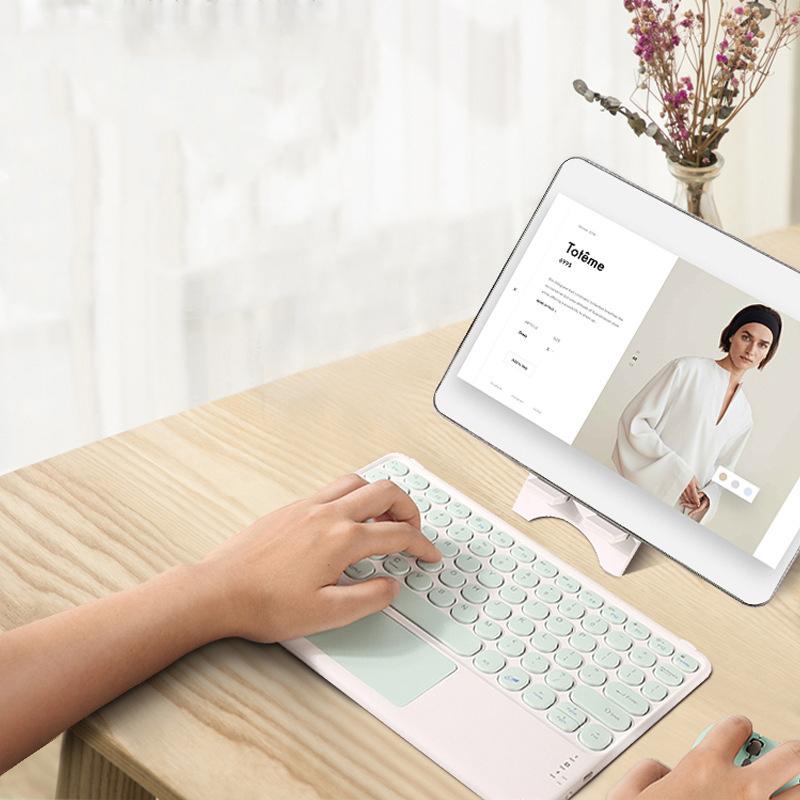 Bàn Phím Không Dây Bluetooth Nga Tiếng Ả Rập Thái Norsk Có Bàn Di Chuột Cho iPad Pro Không Khí Xiaomi Huawei Android Windows Máy Tính Bảng