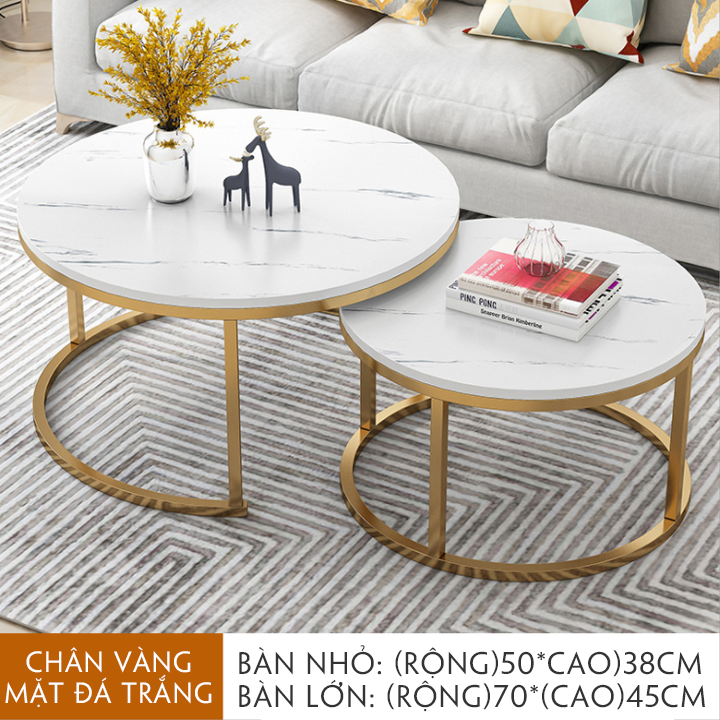 Bàn trà đôi cao cấp, bàn trà mặt vân đá đẹp, bàn sofa