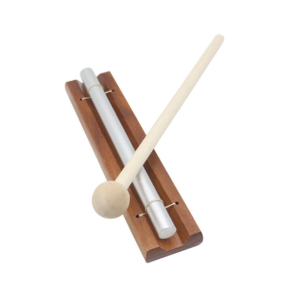Solo Chime on Wooden Base w/ Mallet Single Rod for Yoga Meditation Energy