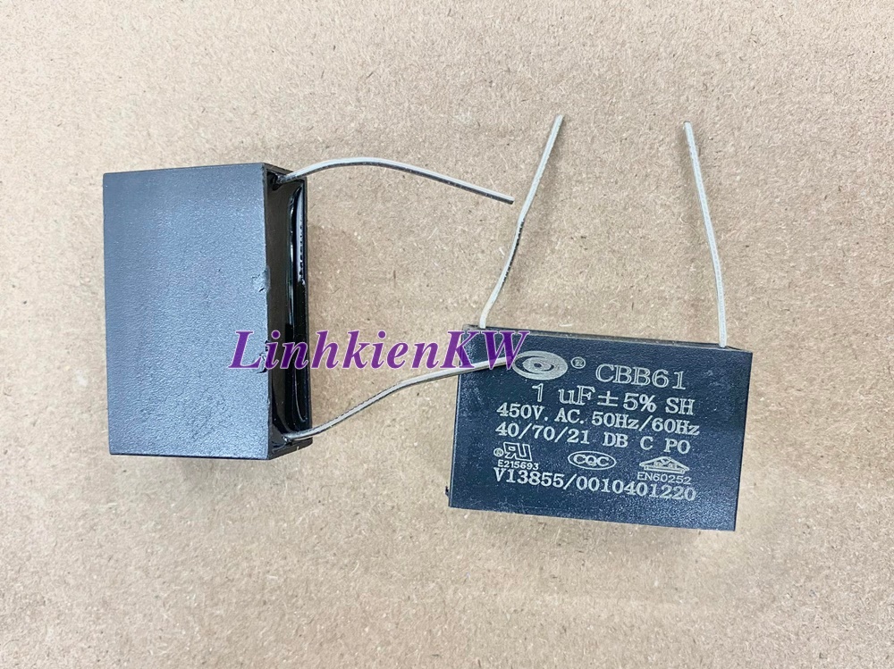 Tụ Quạt 1uf 450v Chân Kim, Mới, Chính gốc 100%