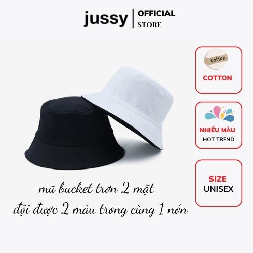 Mũ Bucket Trơn Jussy Fashion Nón Bucket 2 Mặt 2 Màu Tiện Lợi Chất Vải Kaki Cotton Thoáng Mát Form Nón Tai Bèo Unisex