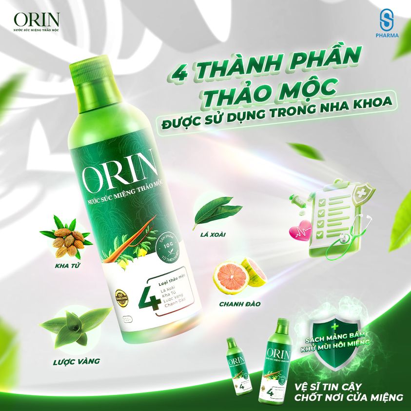 Nước Súc Miệng Thảo Mộc Orin ngừa sâu răng, kháng khuẩn, tan mảng