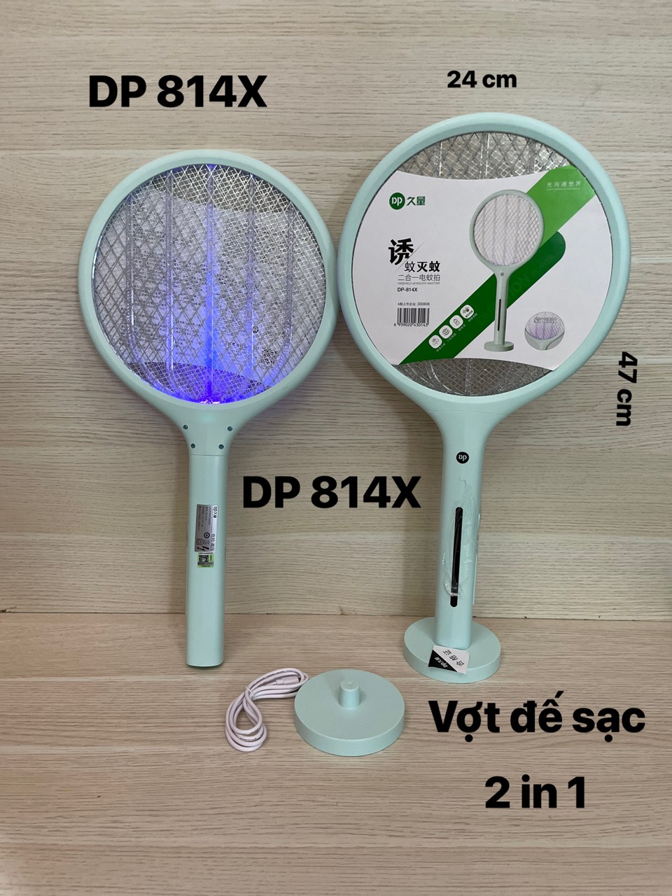 Vợt đế sạc điện tử cao cấp 2 in 1 DP 814X