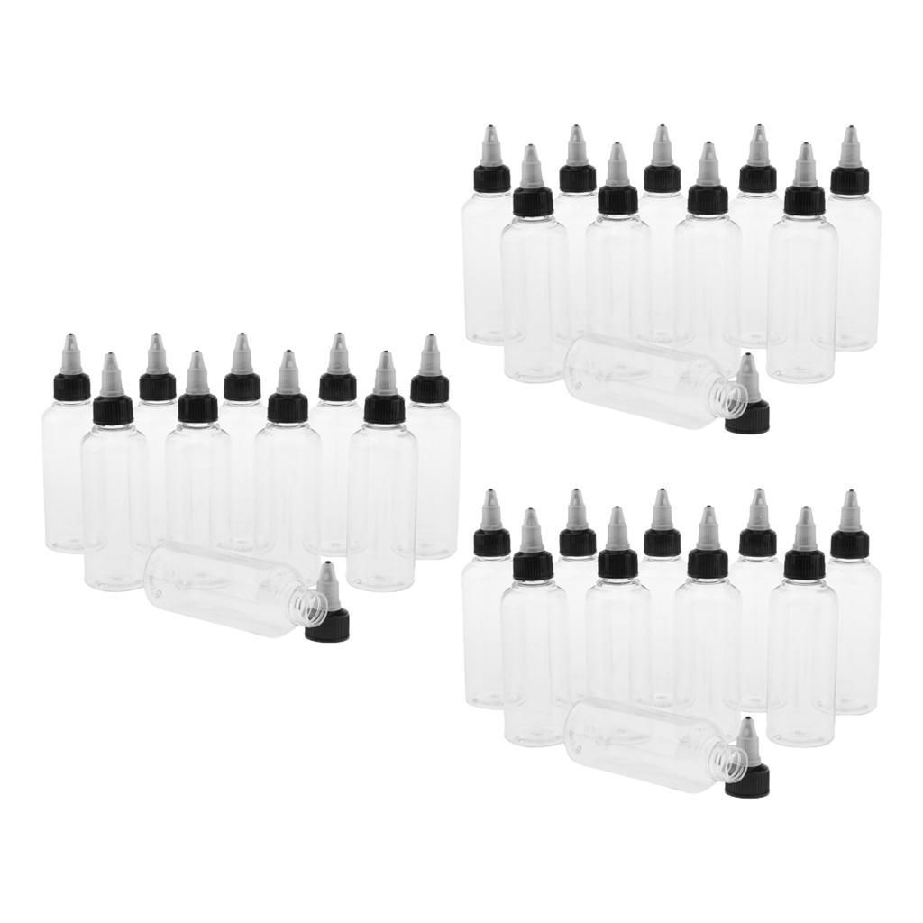 Lot 30 Pcs 100ml Plastic Liquid Ink Pigment Painting Bottles with Top Cap