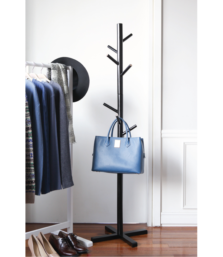 CÂY TREO QUẦN ÁO HÀN QUỐC GỖ LẮP RÁP- STANDING HANGER MÀU ĐEN