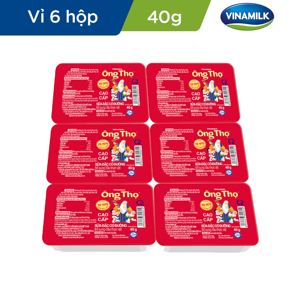 Sữa đặc có đường Ông Thọ đỏ - Vỉ 6 Hộp x 40g