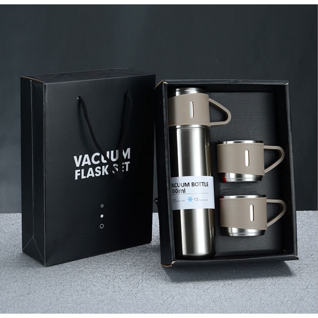 Bình Giữ Nhiệt INOX 304 - 500ml Tặng Kèm 2 Cốc Sang Trọng Chắc Chắn Chất Lượng Cao
