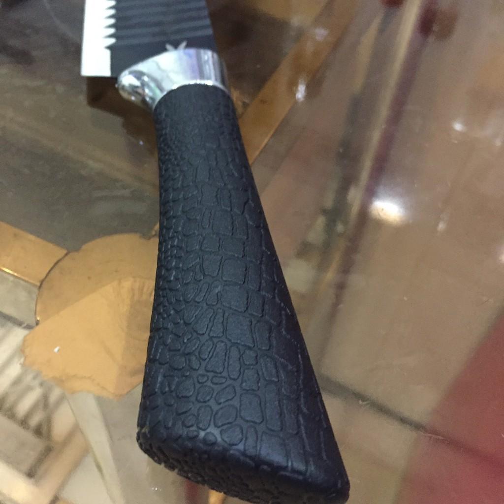Dao thái thịt, chống dính, lượn sóng màu đen dài 32.5cm - ko2
