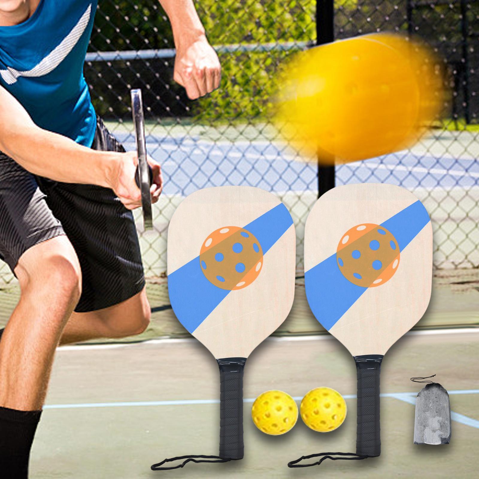 Pickleball Wood Paddle Set Beginner Racket Durable 2 Paddles 2 Pickle Balls