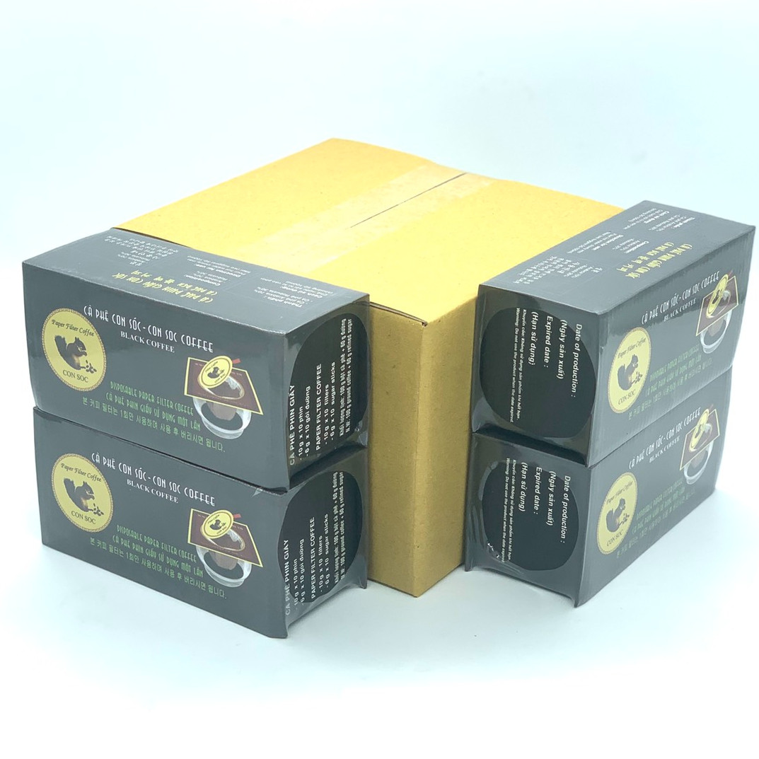 Cà phê con sóc phin lọc đơn màu đen - Combo 4 Hộp