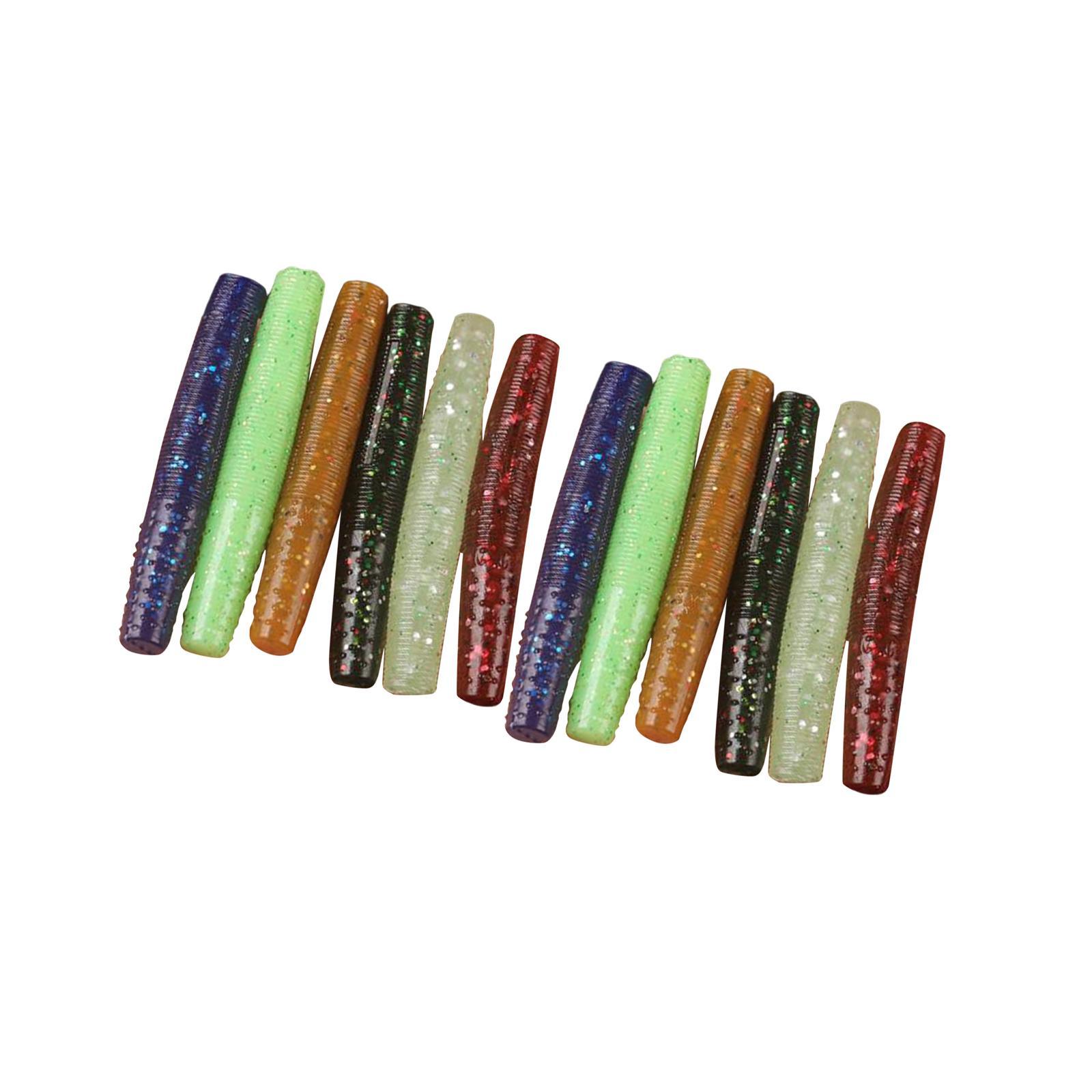 12x Worm Fishing Lures Portable Fishing Baits Set for Salmon Panfish Sunfish